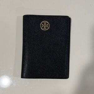 Tory Burch Black Passport Holder with Gold Accents